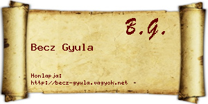Becz Gyula névjegykártya